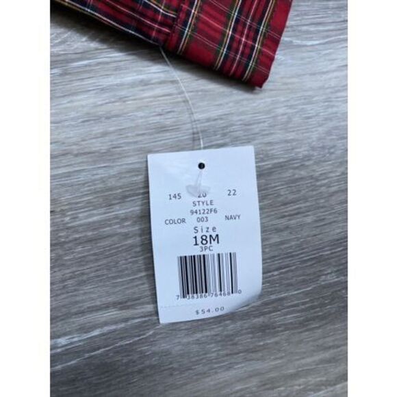 Great Guy Red Plaid Collared Shirt & Blue Train Sweater Vest 18 Months NWT - Picture 3 of 5